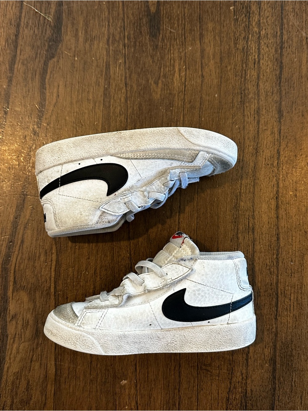 Nike Blazer Mid ’77 TD Toddler 10C White Black Leather Shoes DA4088-100